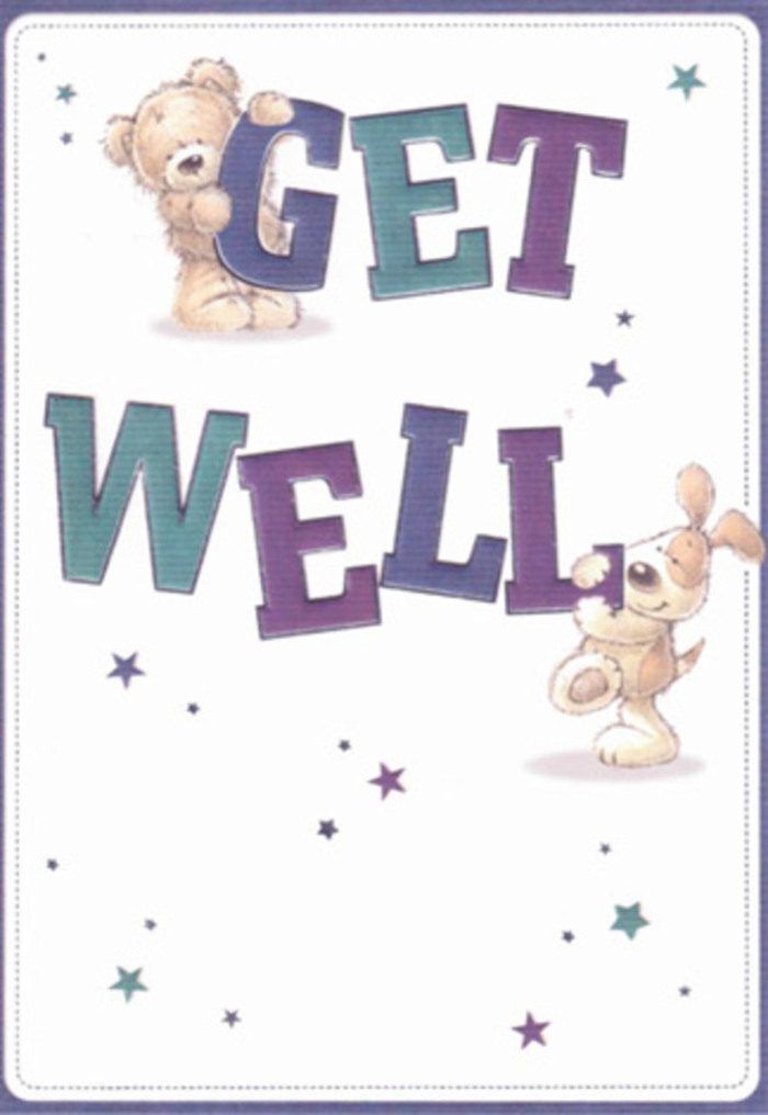 A gentle celebration of hope and recovery takes shape in this beautifully designed get well card, perfectly suited to Stamford Hill's warm, multicultural atmosphere. At the heart of the illustration, a sweet teddy bear with soft, inviting fur and a lively, floppy-eared puppy frolic together, their friendship captured in every playful gesture. Stars flicker and dance around them, sending out invisible waves of encouragement reminiscent of thoughtful greetings exchanged among neighbours on Clapton Common. The words 'Get Well' command the design in large, confident typography, their shades of amethyst and teal delivering a contemporary elegance. The subtle texture of the bear's coat and the puppy's velvety ears suggests real softness, echoing the tactile delight of a hand-cut bouquet. This artistic composition conjures warmth and sincerity-an emotional embrace wrapped in cheerful reassurance. Imagine this card paired with a Stamford Hill arrangement, its positive energy and care offering a perfect boost for anyone in need of a cheerful pick-me-up, no matter how young or old. The card's light, airy mood gracefully lifts the recipient's spirits, embodying the supportive connections that strengthen our local community.