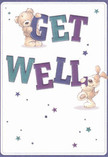 Joyful and comforting, this get well card instantly inspires hope with its lively design-two lovable characters, a teddy bear and a playful puppy, seem to spring forward from the soft white background as if eager to share their wishes. Each cradles a section of the large, colourful 'Get Well' lettering, their faces radiating joy and care. The indigo and teal hues in the bold text evoke the vibrant tones of Stamford Hill's local markets and green spaces, while scattered starbursts in calming blues and purples hint at the little wonders of everyday kindness. The richly illustrated fur of both bear and pup looks so soft, one can almost feel their comforting hug-reminiscent of a bouquet lovingly prepared to support someone's healing. The scene glows with emotional warmth and gentle optimism, conveying not just a simple message, but a heartfelt gesture of comfort. Designed with all ages in mind, this card embodies the unity and caring traditions found throughout Stamford Hill, making it the perfect accent to pair with a fresh, local delivery of encouragement.